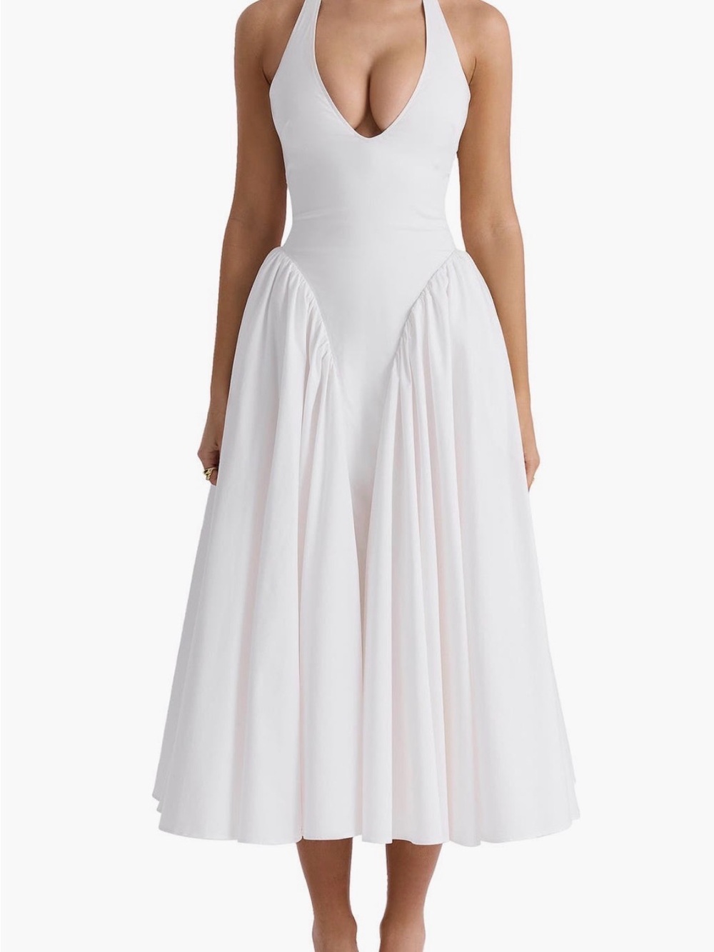 House of CB Marilyn Ivory V-Neck Midi Dress
